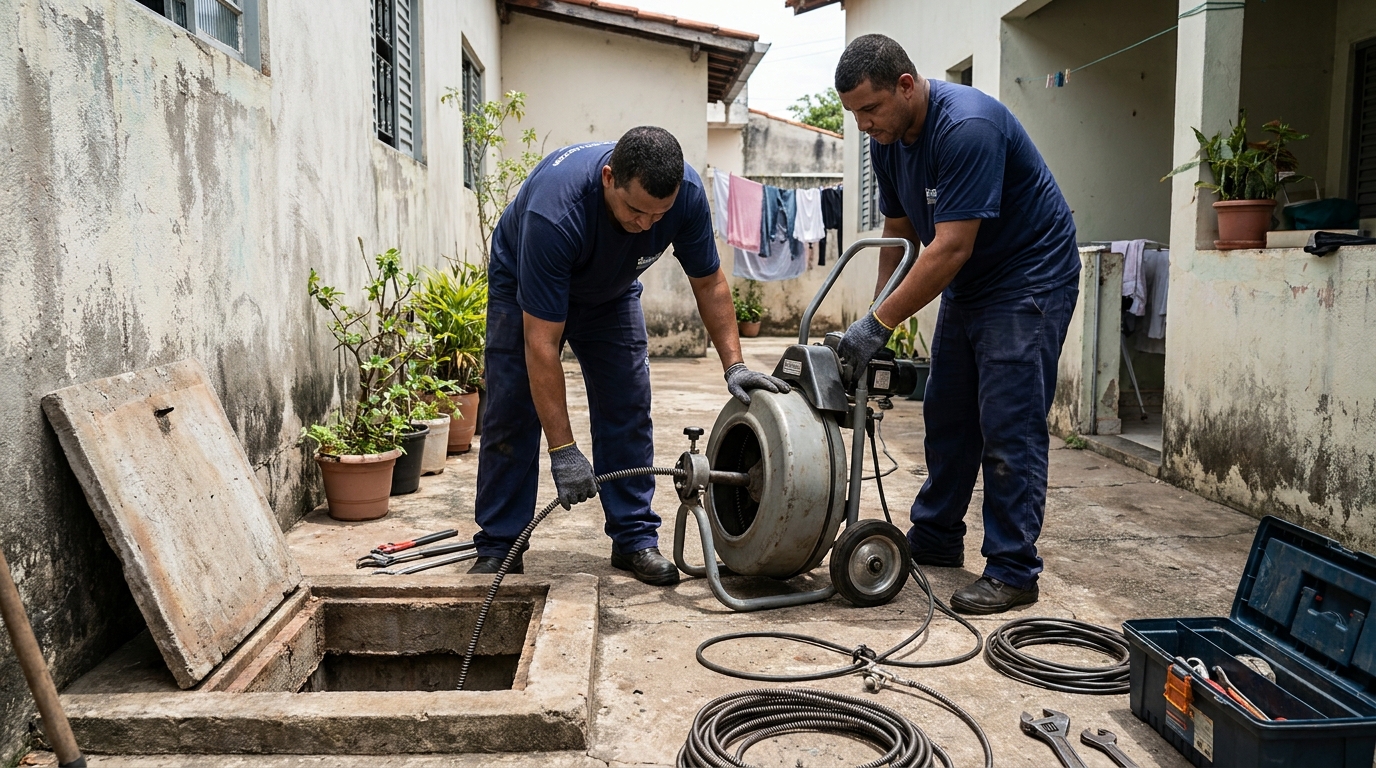 Desentupimento de Coluna Sanitária no Roxo Verde, Montes Claros‑MG