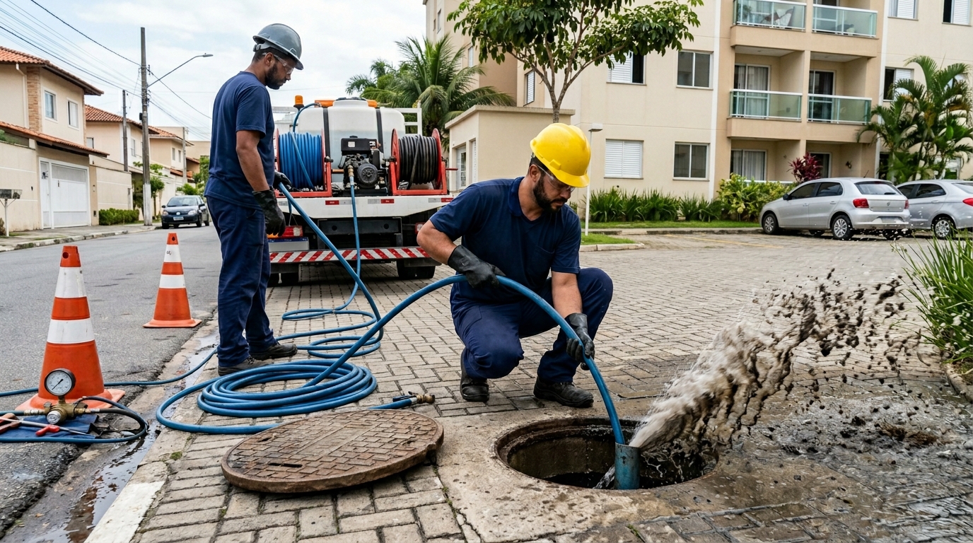 Desobstrução com Alta Pressão no Roxo Verde, Montes Claros‑MG