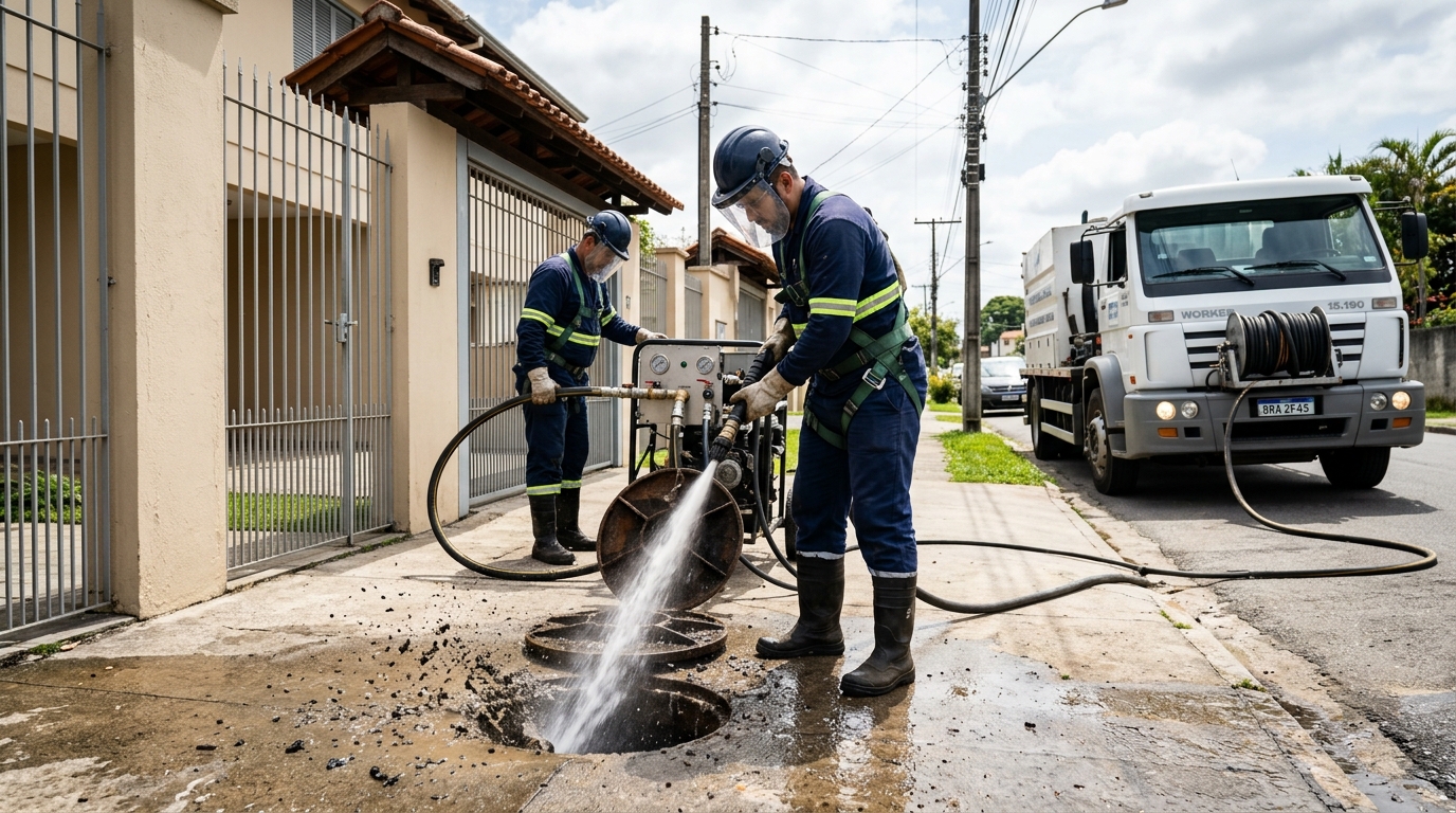 Limpeza de Tubulação com Hidrojato no Roxo Verde, Montes Claros‑MG