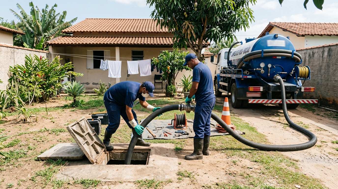 Manutenção de Fossa na Morada do Sol II, Montes Claros‑MG